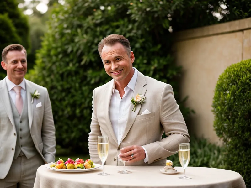 Homme profitant d'un mariage sans fumer avec un verre de champagne