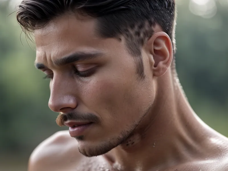 Gros plan d'un patch nicotinique appliqué sur l'épaule d'un homme.
