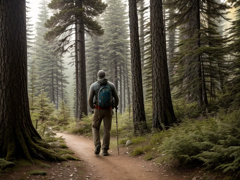 Un homme respirant l'air pur lors d'une randonnée dans les Vosges.