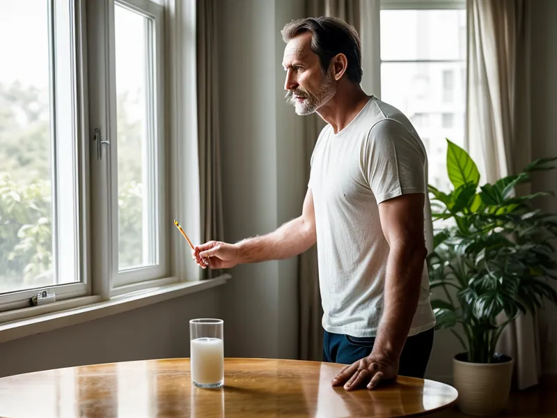 Homme reprenant son souffle en plein air, illustration du sevrage tabagique et de la santé pulmonaire après un tabagisme intense