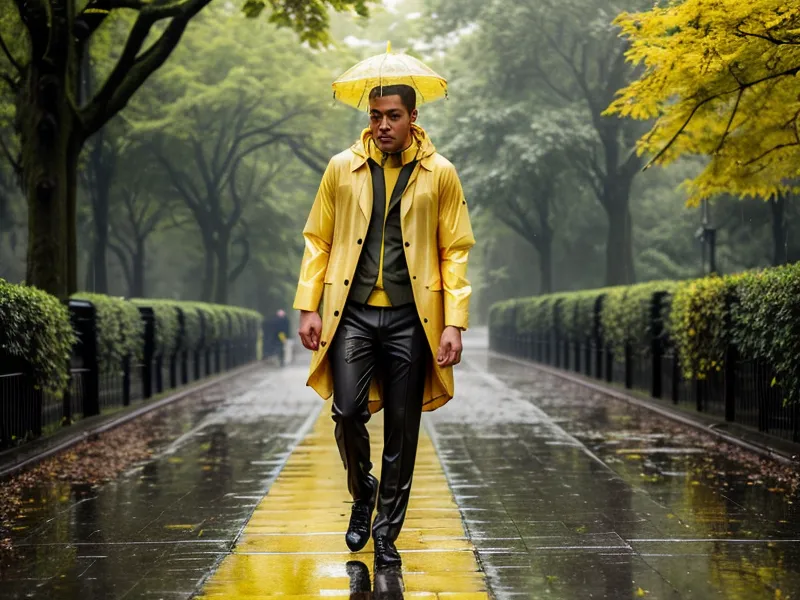 Mathieu marchant sous la pluie en mars, libéré du tabac
